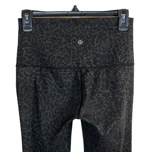 Lululemon High Waist Wunder Under Pants 30" Inseam Black Gray Floral Sz 6-flawed - Picture 6 of 8